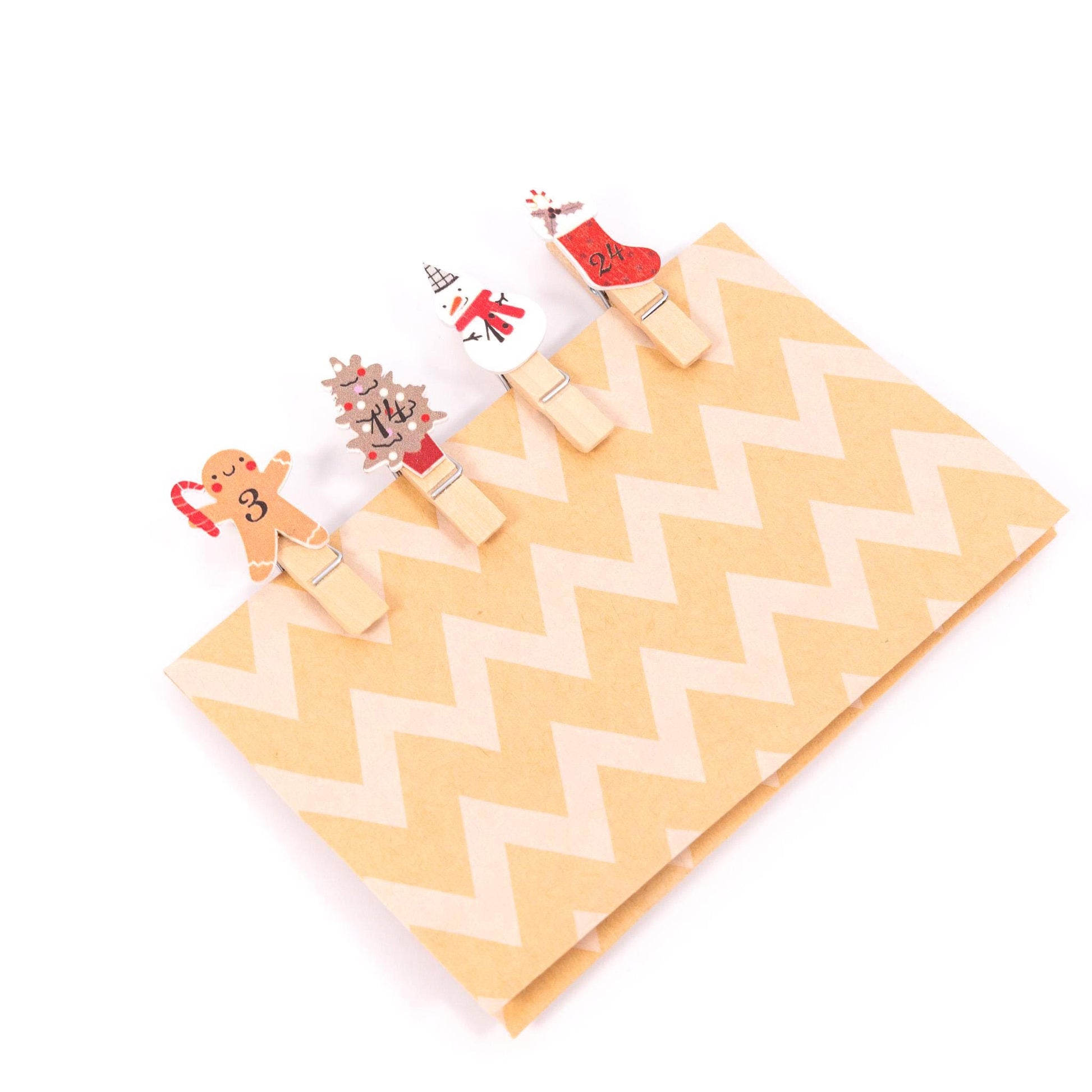 24 Advent Calendar Pegs Numbered Make Your Own Calendar Craft Gingerbread Etsy