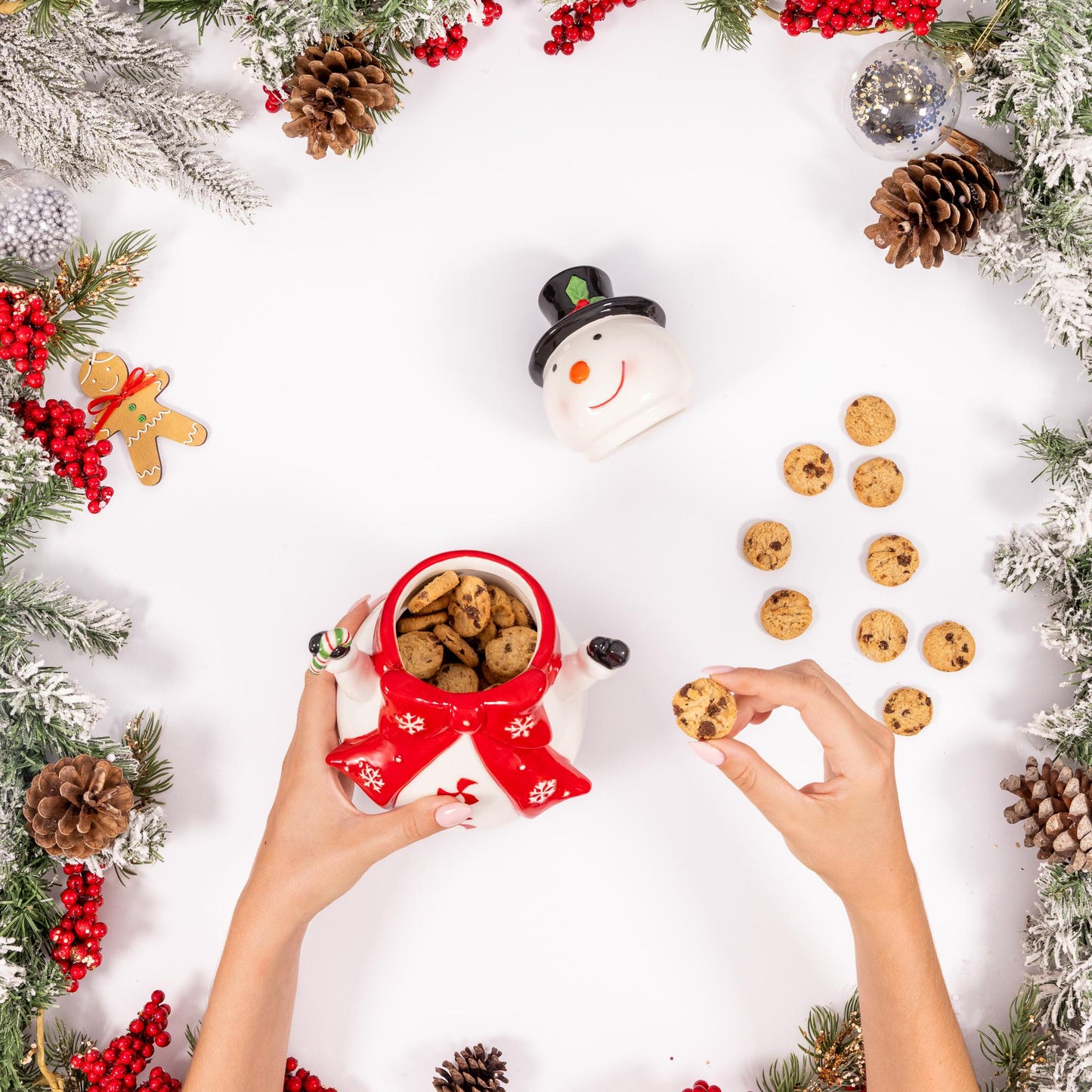 Christmas Novelty Ceramic Jars Santa Penguin Sweets Biscuits Cookies Storage