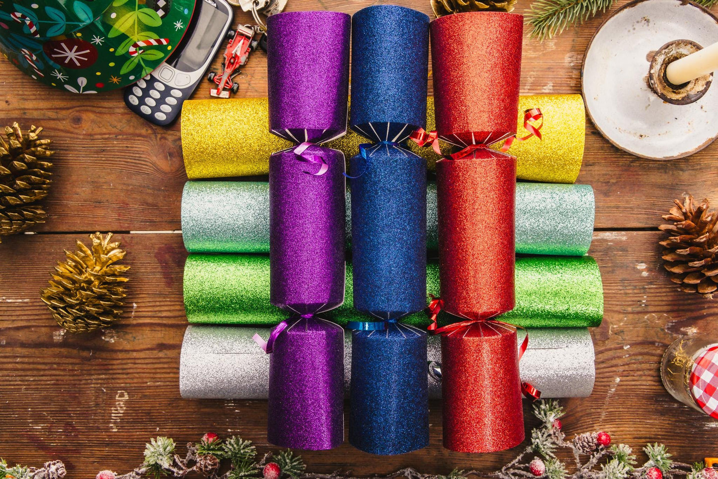 Make Your Own Christmas Cracker kit Crackers Hats Snaps yellow green pink purple navy gold silver GLITTER packs of 6,12,18 and 24 Etsy