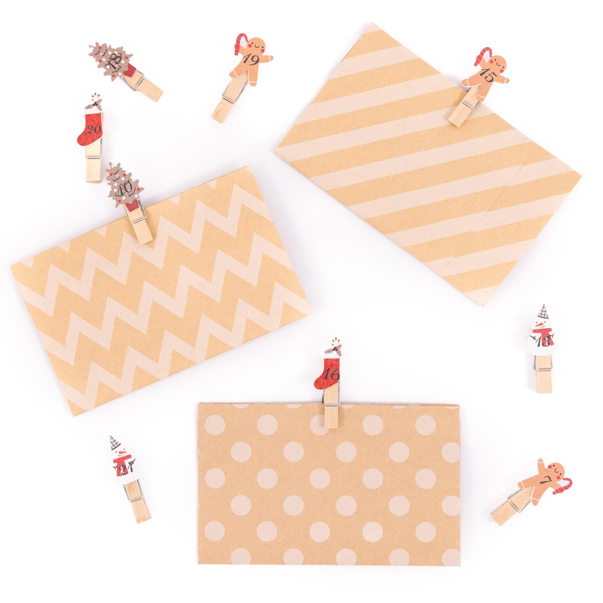 24 Advent Calendar Pegs Numbered Make Your Own Calendar Craft Gingerbread Etsy