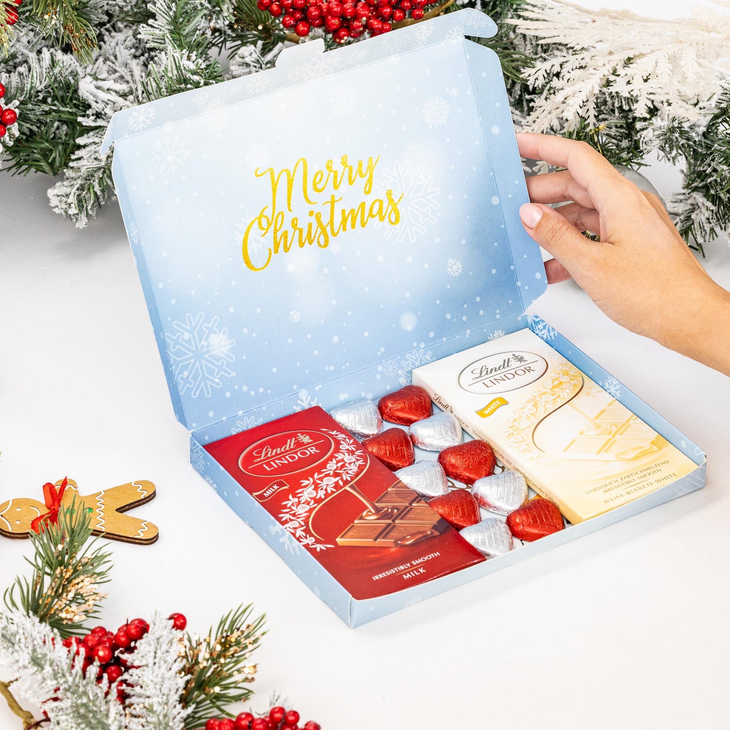 Lindt Lindor Milk White Chocolate Bars Hearts Hamper Gift Merry Christmas Set Etsy