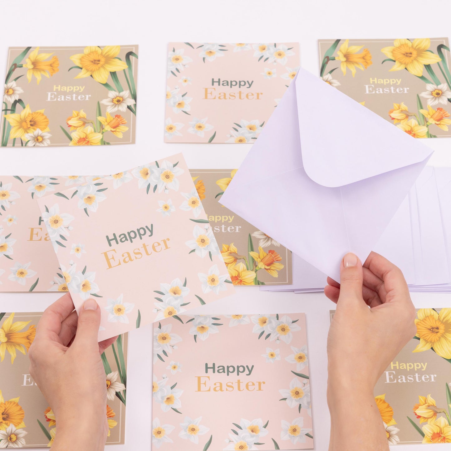 10 Easter Cards Open Easter Card Religious Bunny Daffodils Flowers Greetings Etsy