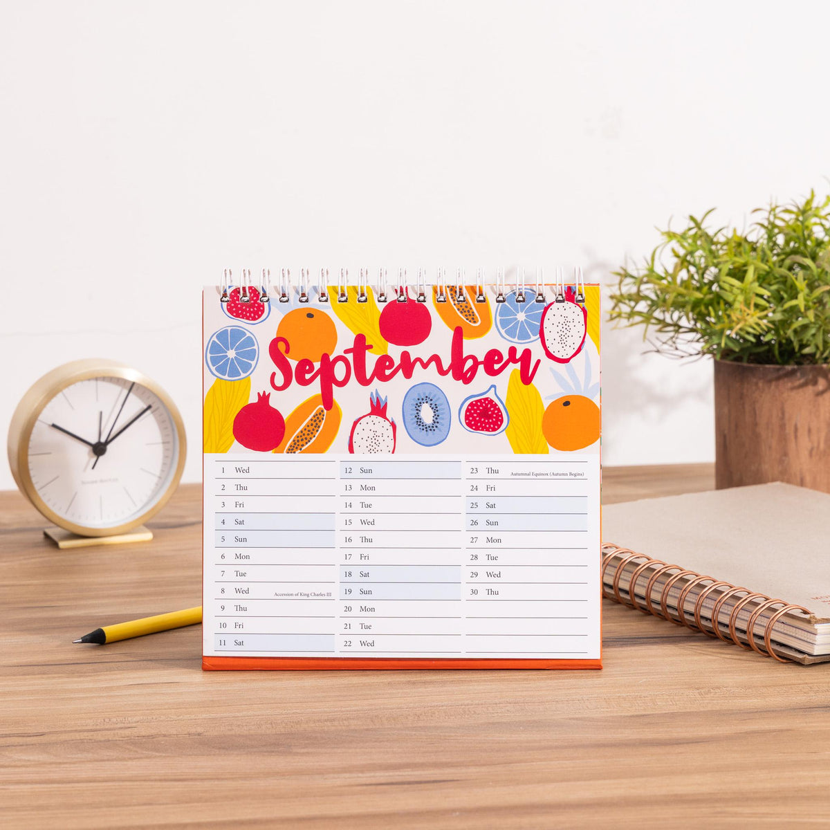 2027 Month to View Desk Calendar Home Office Table Work Top Planner Fruit Etsy