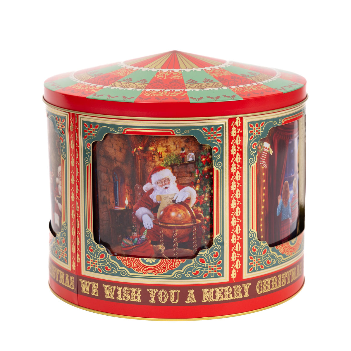 Christmas musical carousel tin