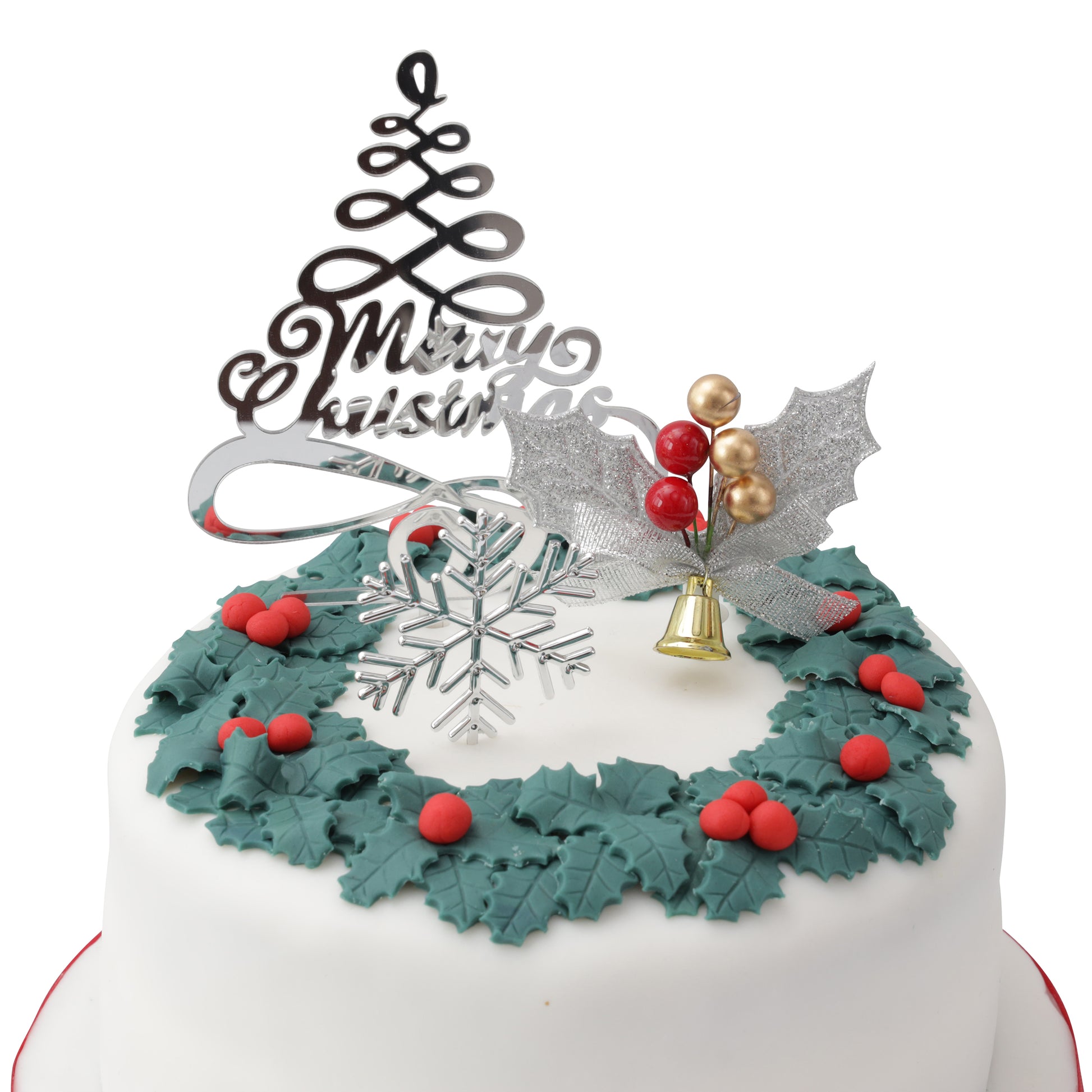 3 piece SET Green or Gold HOLLY Merry Christmas Cake Decorations log cupcake toppers Etsy