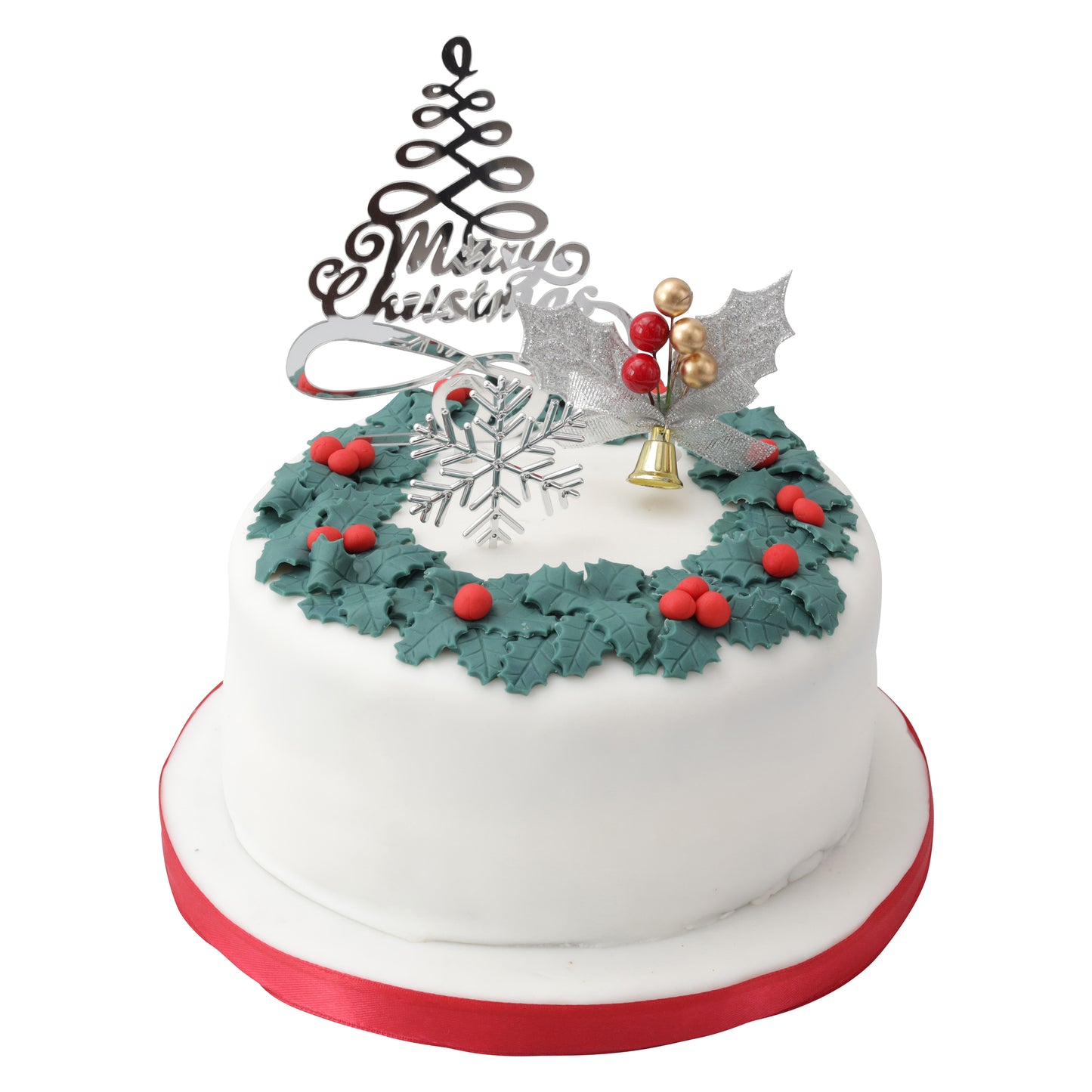 3 piece SET Green or Gold HOLLY Merry Christmas Cake Decorations log cupcake toppers Etsy