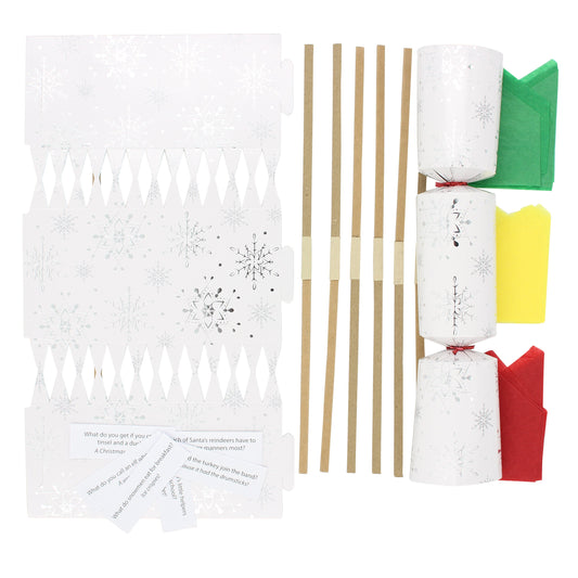 12 x Make Your Own silver Snow Flake Christmas Crackers Keechi & co.