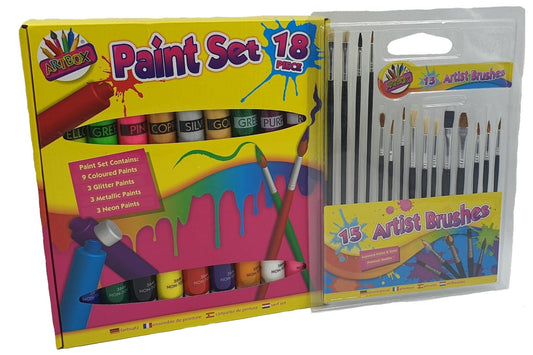 paint set craft kids kit 33 Piece Poster Paints Set and Brushes ChildrenS and Adult's Art Painting tube set Keechi & co.