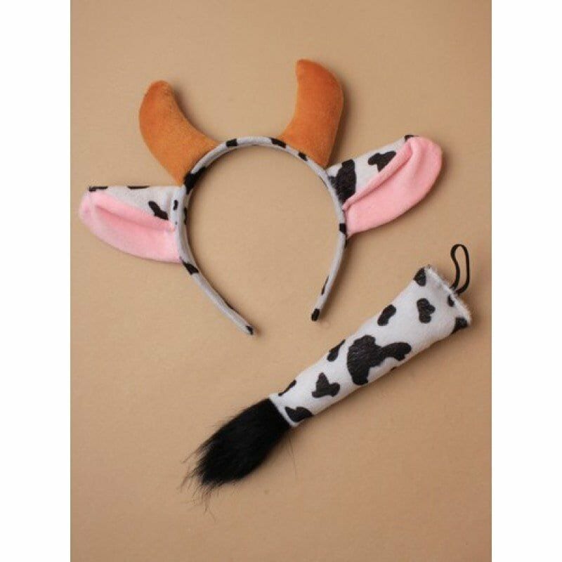 Cow Ears & Tail Set Headband Fancy Dress Costume Accessory One size fits all Keechi & co.