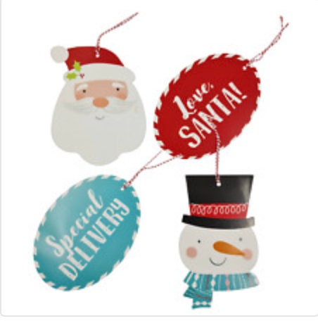 4 X Jumbo Christmas Gift Tags Name Xmas craft Present Tie-on Santa Snowman Kids mix Keechi & co.