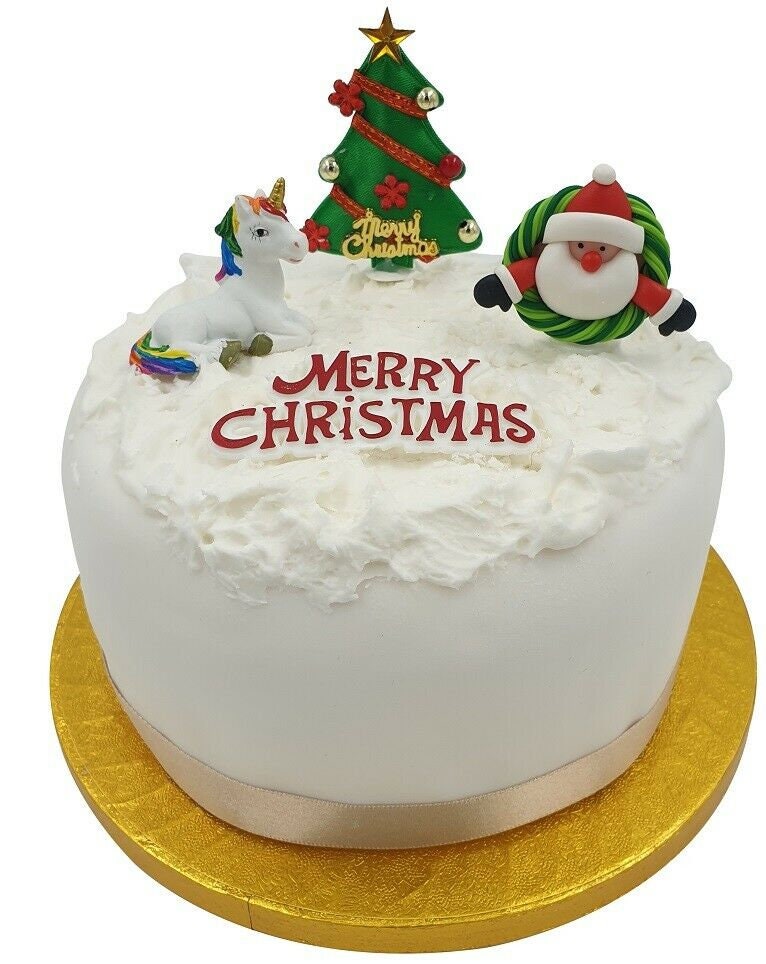 4 piece SITTING UNICORN SET Merry Christmas Cake Decorations cupcake toppers