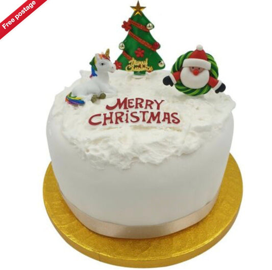 4 piece SITTING UNICORN SET Merry Christmas Cake Decorations cupcake toppers