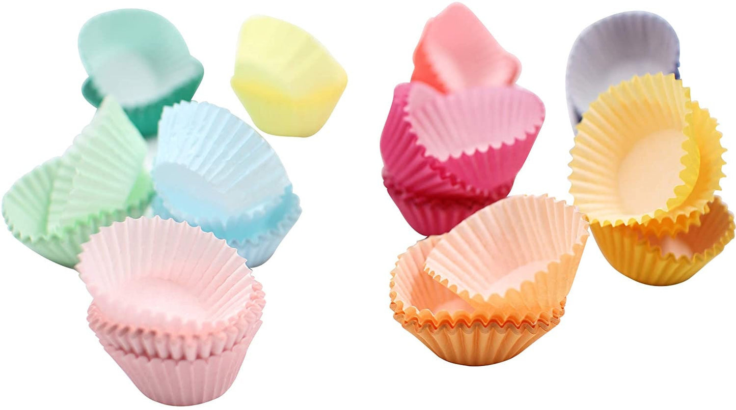 200 Pastel Rainbow Mini Cupcake Liners: Baking Paper Cases