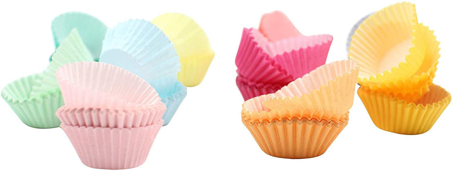 200 Pastel Rainbow Mini Cupcake Liners: Baking Paper Cases