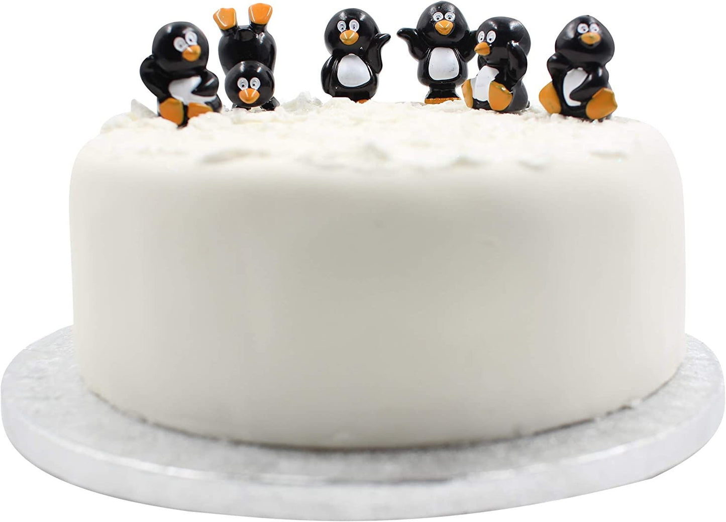 Mini penguin 6Pc set Cake Decorations Kit Santa's Snowmen Trees Teddy Reindeer Christmas Signs Motto Birthday Yule Log Toppers (Penguin)