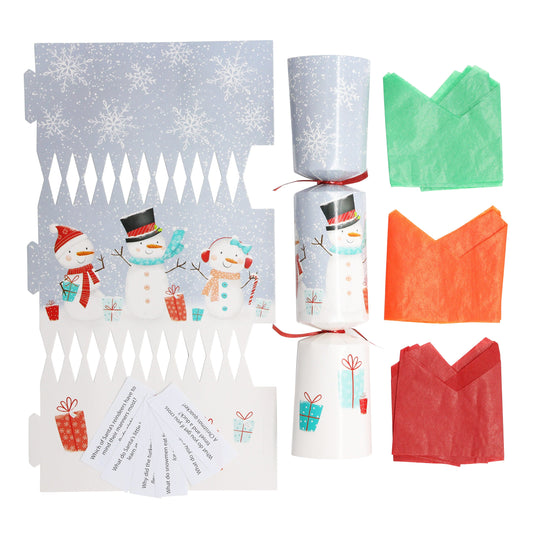 6 x Make Your Own Snow man Christmas Crackers snowman silver Keechi & co.