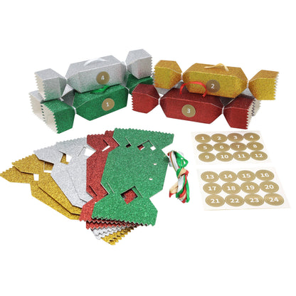 DIY Glitter Christmas Cracker Advent Calendar Kit – 24 Fillable Boxes