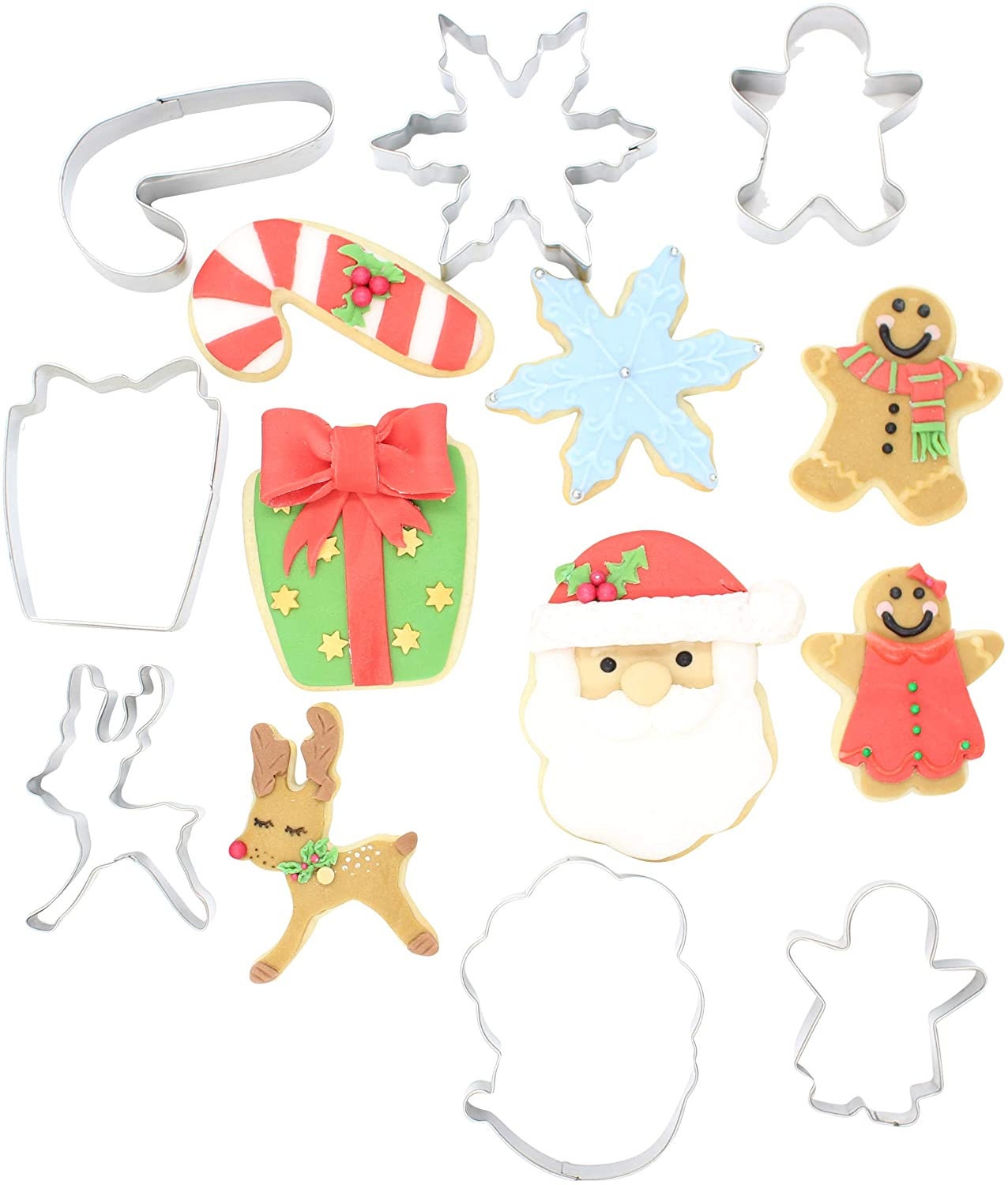 Christmas Cookie metal Biscuit cutters Santa snowflake reindeer Gingerbread 7x