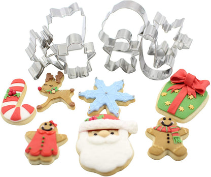 Metal Christmas Cookie Cutters – Santa, Snowflake & Reindeer – Set of 7