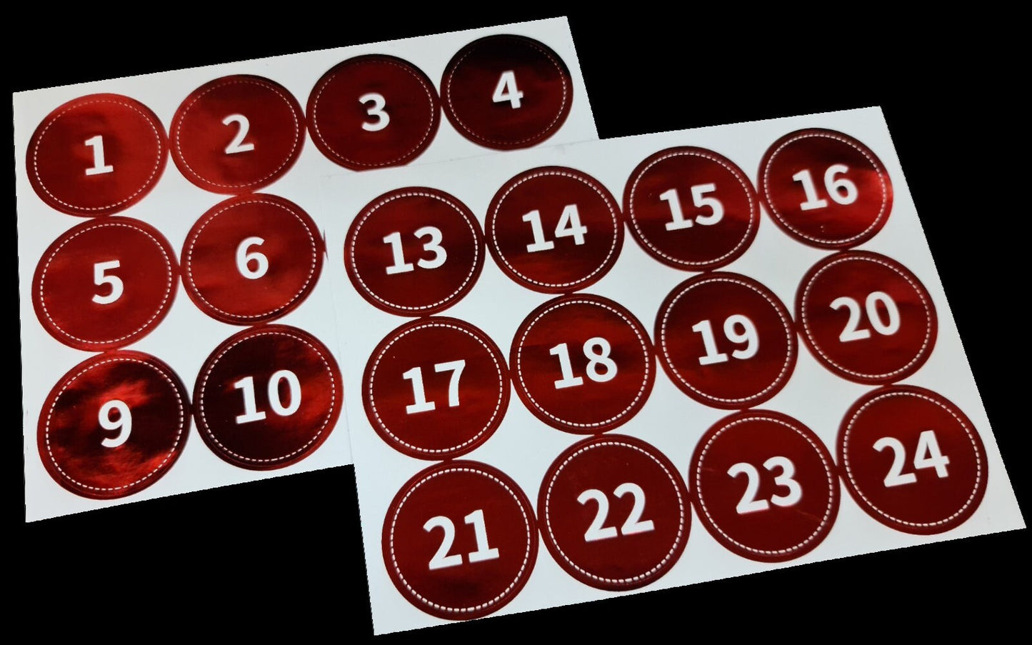 Advent Calendar Countdown 24 -1 Sleeps until Christmas Stickers RED FOIL Labels Keechi & co.