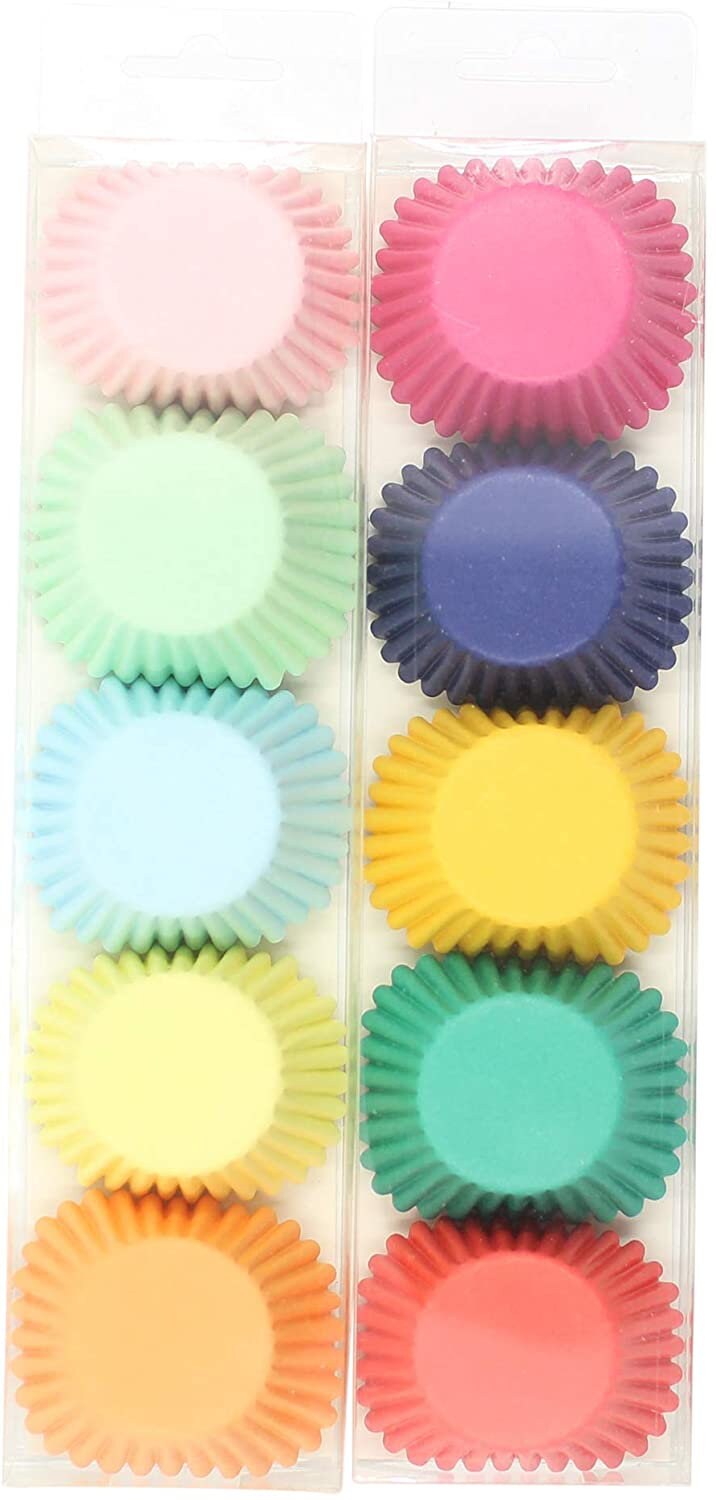 200 Pastel Rainbow Mini Cupcake Liners: Baking Paper Cases
