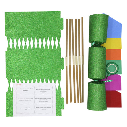 Make Your Own Christmas Cracker Kit – Green Glitter – 12 Pack – image 5