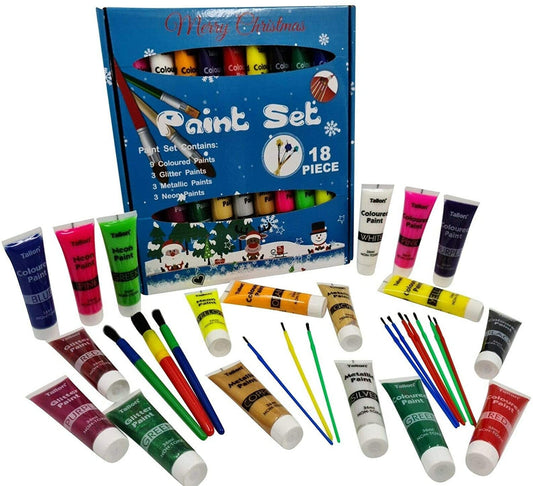 Christmas Paint Set & Brushes craft gift Children's Paints 36ml tubes XMAS Evelay 36 set Keechi & co.