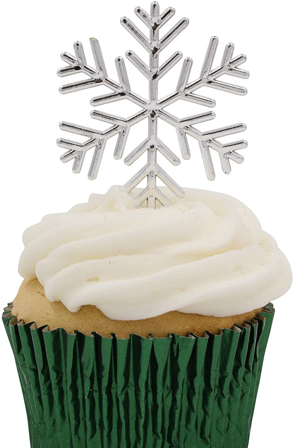 Silver Snowflake Christmas Cake Topper Decorations Yule Log Cupcake Toppers (6X Silver Flakes) Keechi & co.