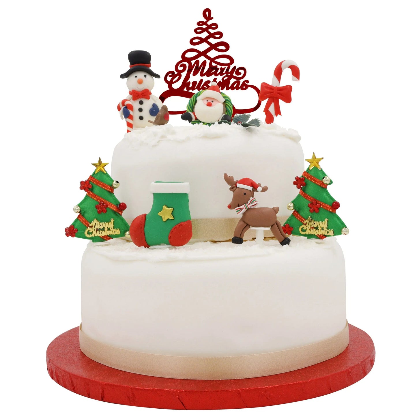 luxury piece deluxe  setSET Merry Christmas Cake Decorations yule log cupcake toppers 10 x Keechi & co.