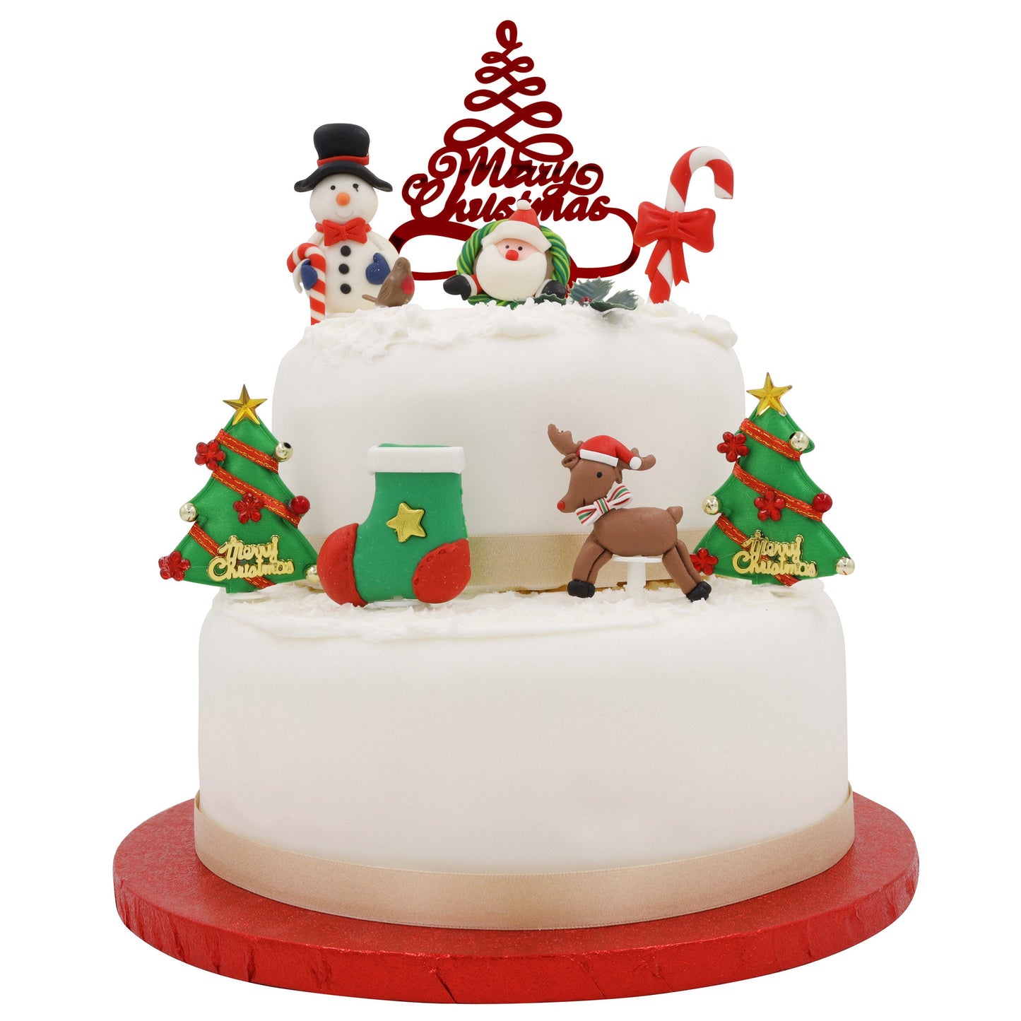 luxury piece deluxe  setSET Merry Christmas Cake Decorations yule log cupcake toppers 10 x
