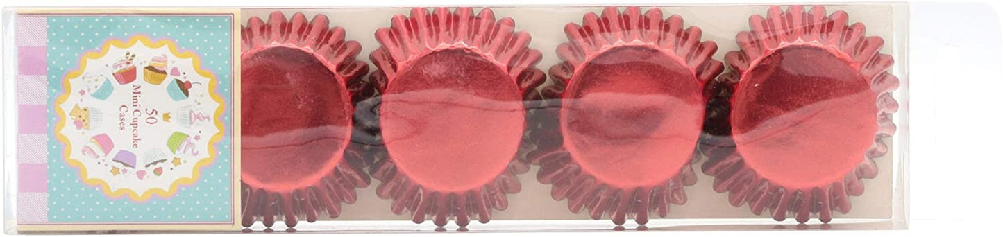 50 Mini Cupcake Cases Baking Muffin Cake Petits Fours RED FOIL Keechi & co.