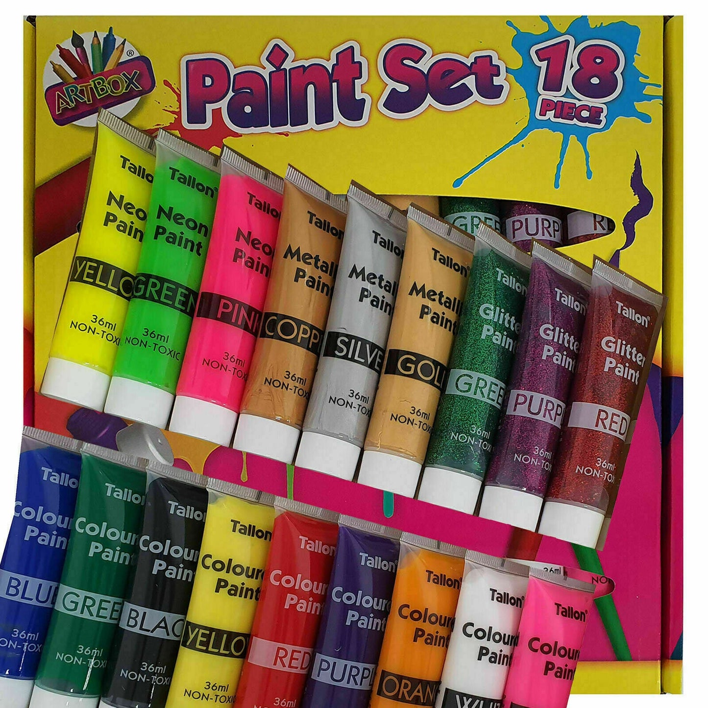 Easter Paint Set Children's A4 Paper Brushes Non Toxic Kids Paints 36ml tubes