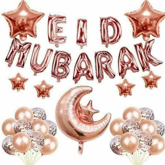 decorations Ramadan Kareem Eid Mubarak Foil Balloon Banner Party Decoration Rose Gold celibration happy Eid balloons Keechi & co.