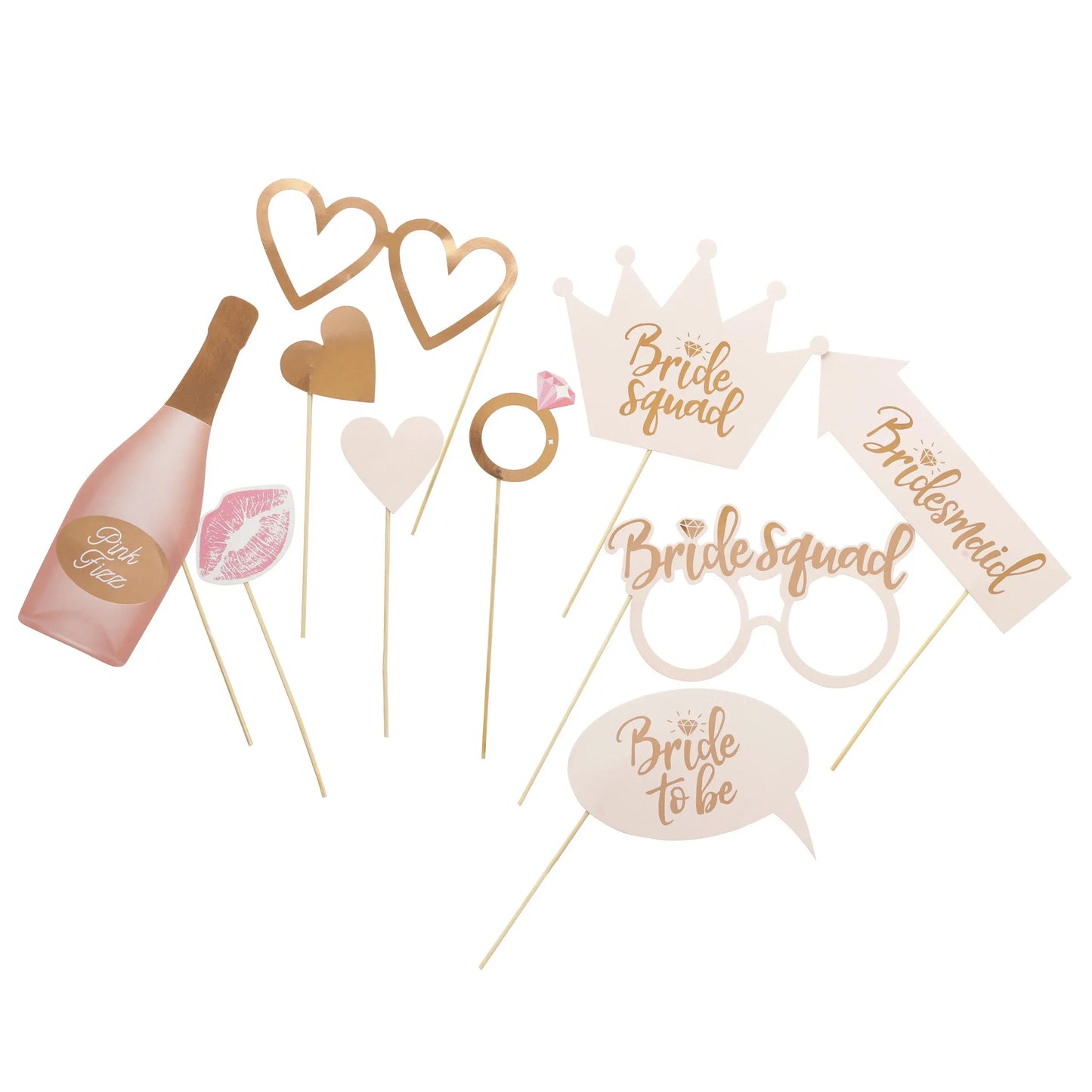 10 x wedding Party Selfie Photo Props Booth Night Games Wedding Pink & Rose Gold Keechi & co.