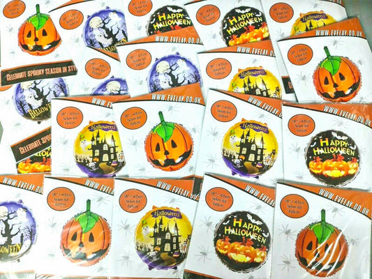 Halloween Foil  Party Balloon Helium Round Helium Party Balloon job lot  MIXED HALLOWEEN 20 x 18" Keechi & co.