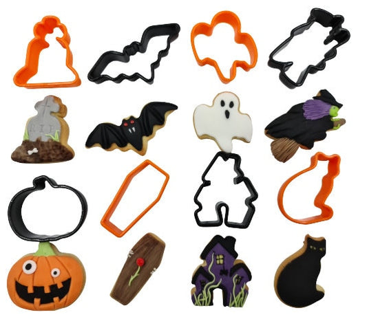 Halloween Cookie cutter Shaped cake Cutters Cat Ghost Bat Pumpkin House 8 Pack Keechi & co.