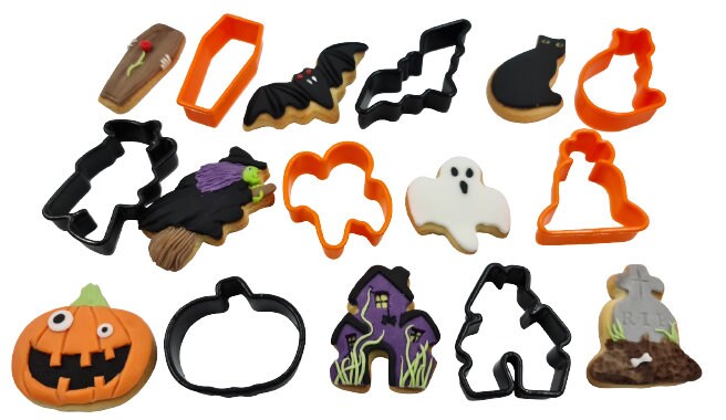Halloween Cookie cutter Shaped cake Cutters Cat Ghost Bat Pumpkin House 8 Pack Keechi & co.