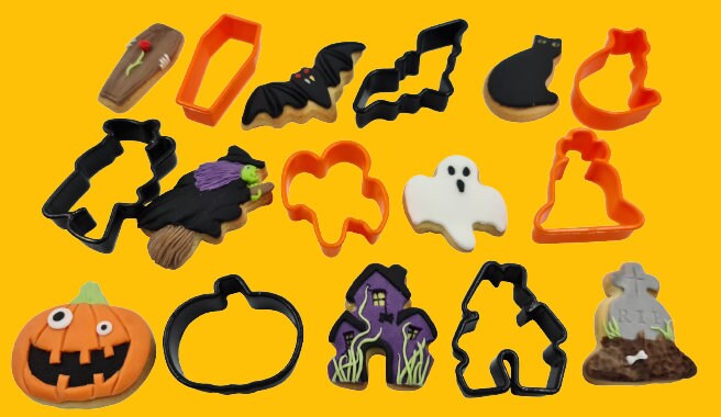 Halloween Cookie cutter Shaped cake Cutters Cat Ghost Bat Pumpkin House 8 Pack Keechi & co.