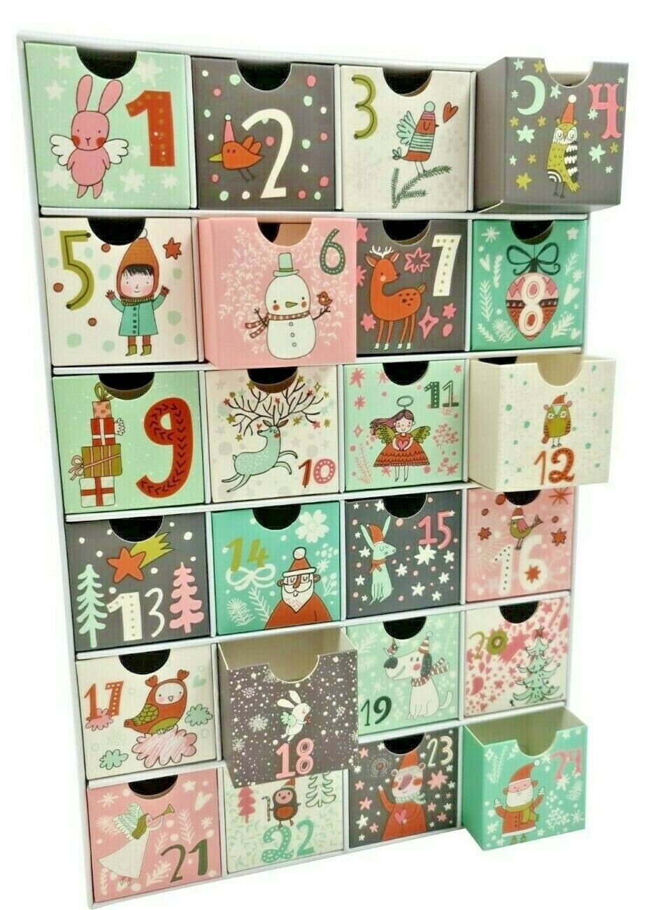 Fill / Make your Own Advent Calendar 24 Days 1-24 Draws Christmas Countdown White Keechi & co.