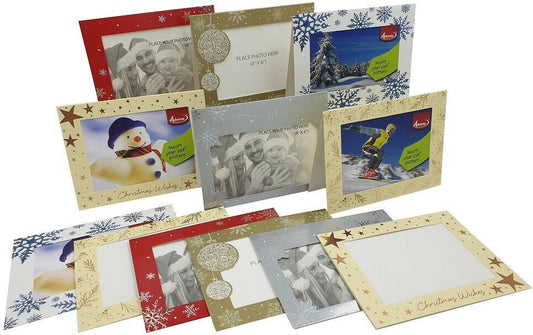 Christmas Photo Frame Cards & Envelopes Personalised Any Family Picture pack of 6