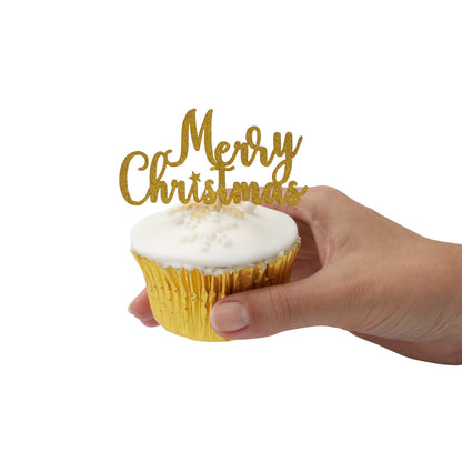 Gold Glitter Stocking Christmas Cake Toppers – image 5