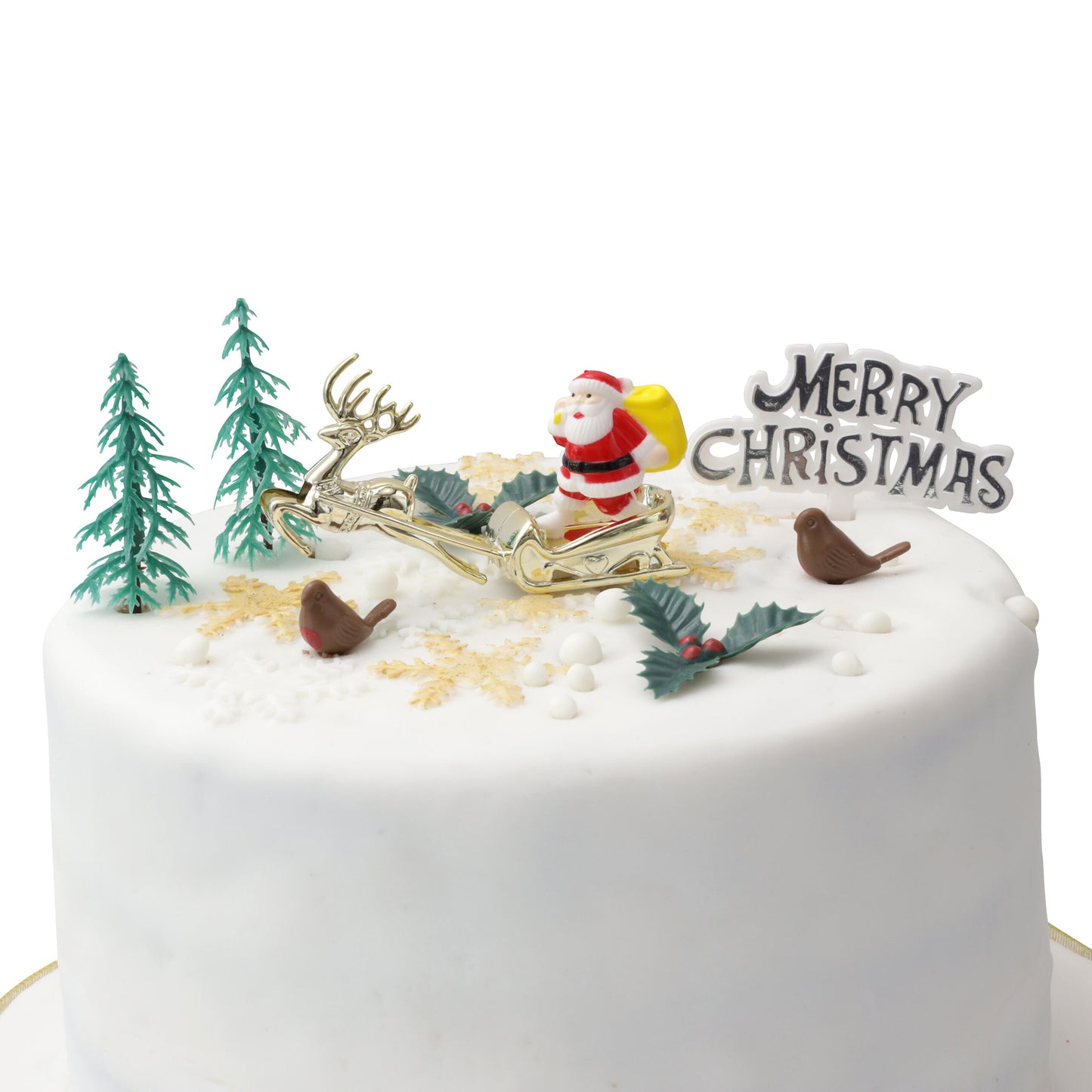 9 piece SET Merry Christmas Cake Decorations yule log cupcake toppers