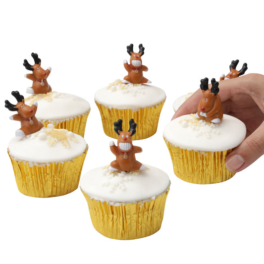 Cake Toppers Merry Christmas Cake Decoration Rudolph Cupcake Toppers Multi Purpose Decoration (6 Reindeer) Keechi & co.