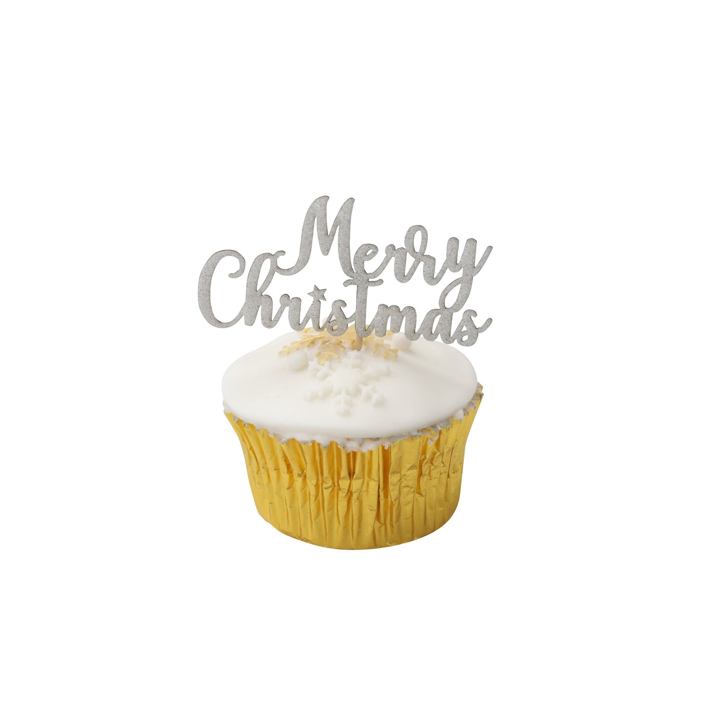 Merry Christmas cake topper stocking Cake Decorations yule log cupcake toppers (silver glitter) Keechi & co.