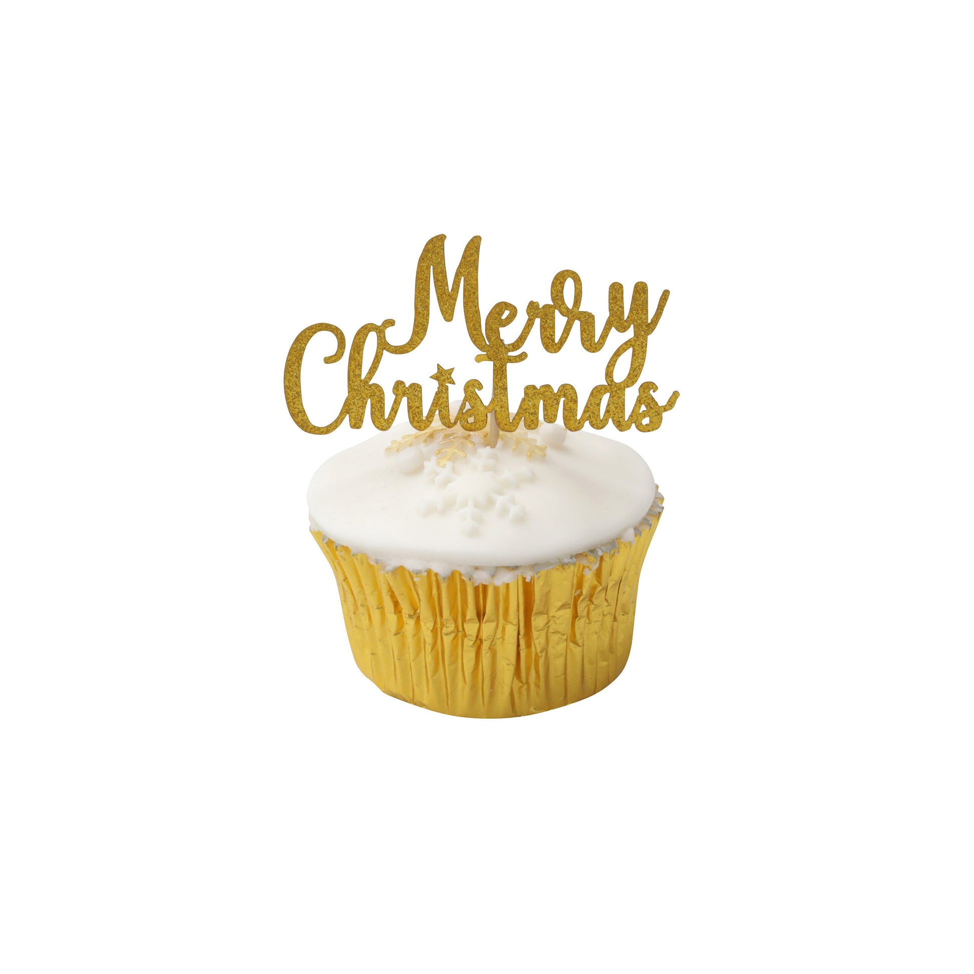 Merry Christmas cake topper stocking Cake Decorations yule log cupcake toppers (gold glitter) Keechi & co.