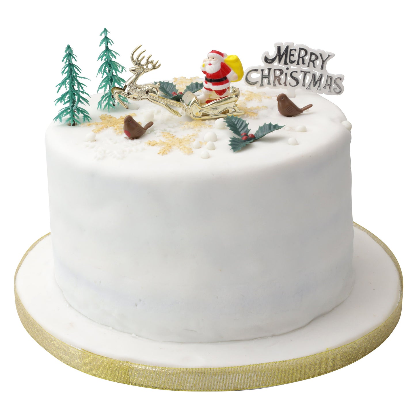 9 piece SET Merry Christmas Cake Decorations yule log cupcake toppers