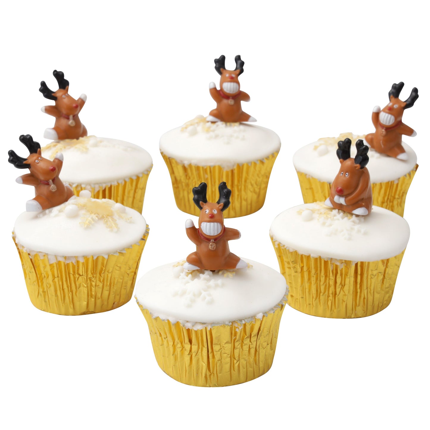 Cake Toppers Merry Christmas Cake Decoration Rudolph Cupcake Toppers Multi Purpose Decoration (6 Reindeer) Keechi & co.