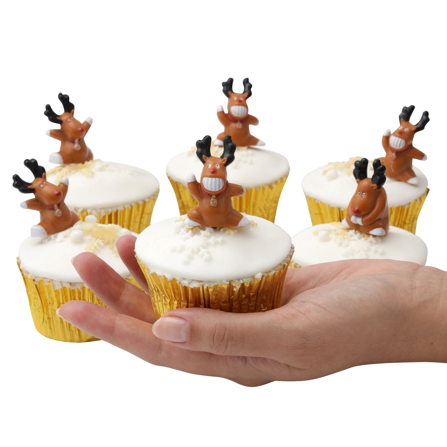 Cake Toppers Merry Christmas Cake Decoration Rudolph Cupcake Toppers Multi Purpose Decoration (6 Reindeer) Keechi & co.