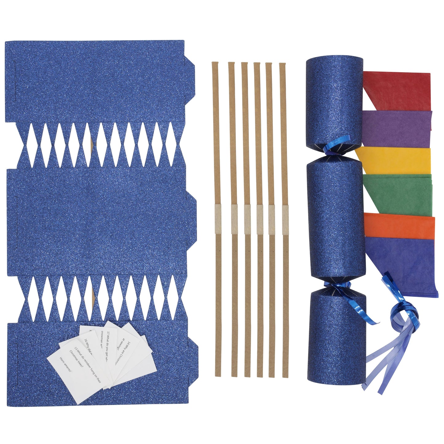 Make Your Own Christmas Cracker kit Crackers Hats Snaps navy glitter