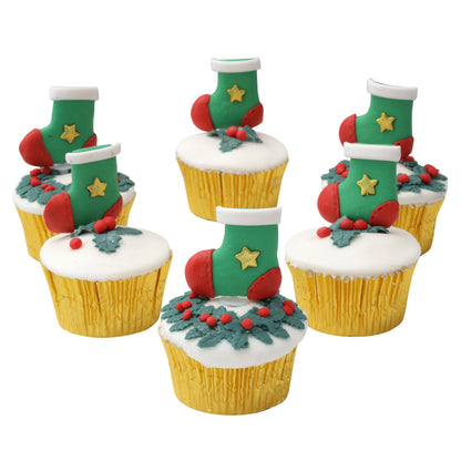 Christmas Stocking Cupcake Toppers – Set of 6 – image 2